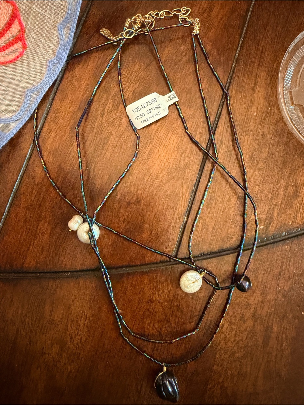 Free People Layered Bead Necklace in Black and Gold-Toned Accents
